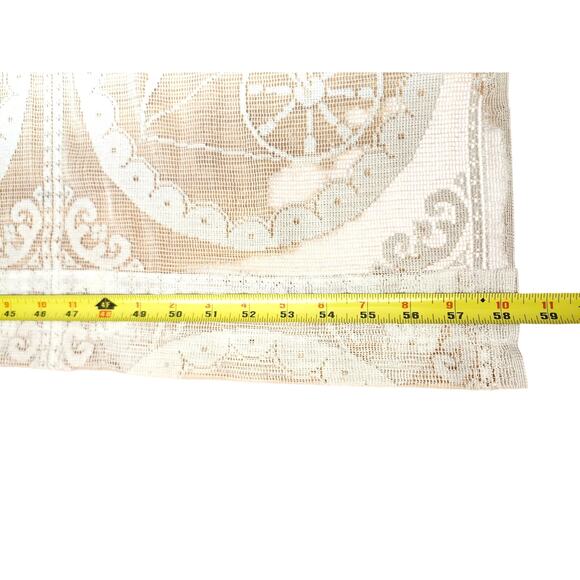 2 Elegant Beige Cottage Core Twee Lace Curtain Panels Romantic Coquette Country - Picture 3 of 8